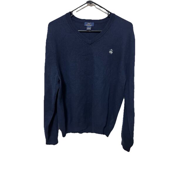 BROOKS BROTHERS 346 Extra Fine Merino Wool Navy Pullover Men’s Sweater Large - Picture 1 of 8
